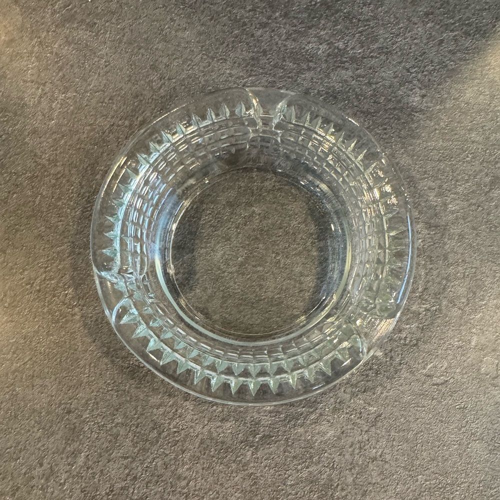 Vintage Mid Century Modern Round Clear Glass Ashtray